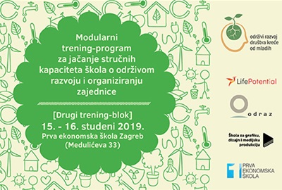Poziv predstavnicima srednjih škola i organizacija civilnog društva za sudjelovanje u drugom trening-bloku modularnog trening-programa o održivom razvoju i organiziranju zajednice
