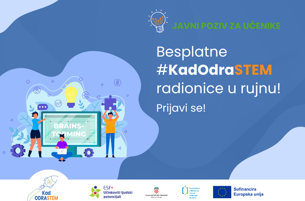 [Javni poziv za učenike] Besplatne #KadOdraSTEM radionice u rujnu!