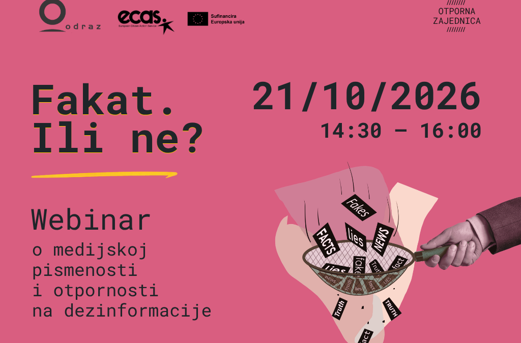 Fakat. Ili ne? Pridružite se webinaru o medijskoj pismenosti i otpornosti na dezinformacije