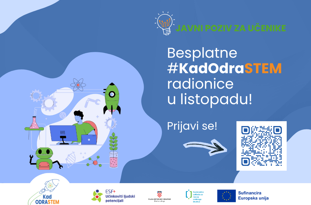 [Javni poziv za učenike] Besplatne #KadOdraSTEM radionice u listopadu!